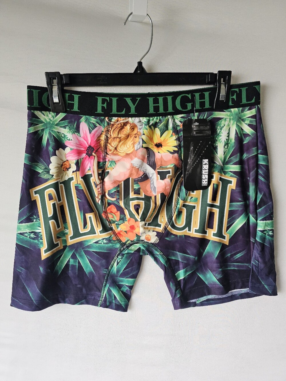 Krush Bklyn Men’s Boxer Briefs XL "Fly High" Cupid Floral New With Tags